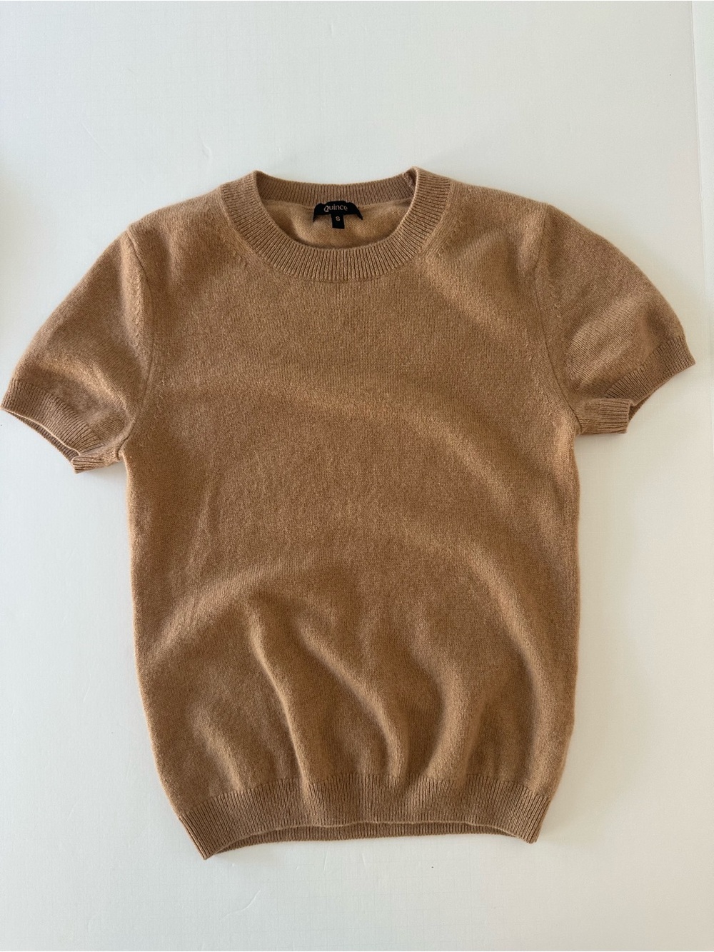 Quince Short-Sleeve Crew Neck Sweater - Camel Brown